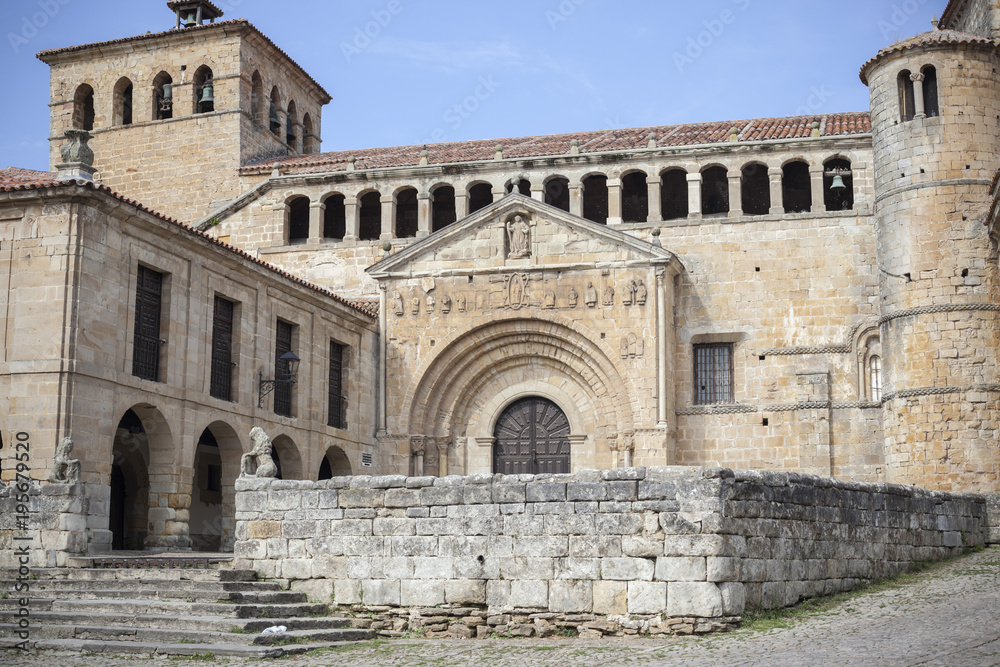 Collegiate church, Colegiata of Santa Juliana, romanesque style in the touristic village of Santillana del Mar, province Santander, Cantabria, Spain.