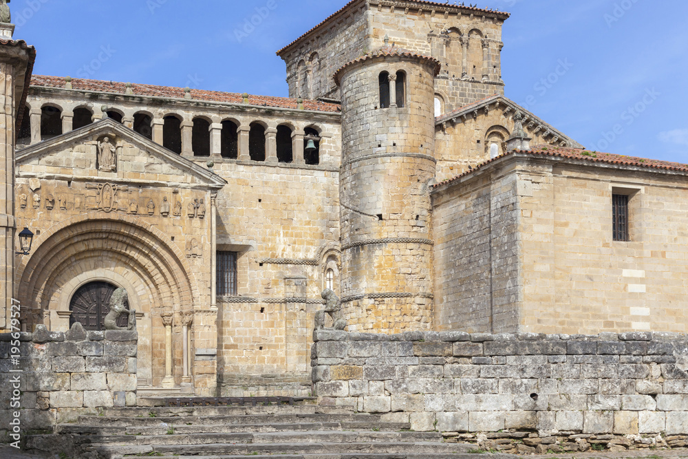 Collegiate church, Colegiata of Santa Juliana, romanesque style in the touristic village of Santillana del Mar, province Santander, Cantabria, Spain.