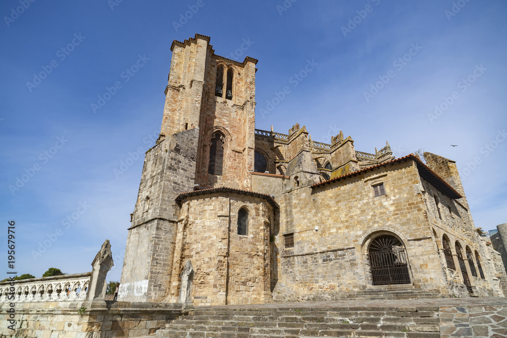 Church, Iglesia Santa Maria Asuncion, gothic style in Castro Urdiales, Cantabria, Spain.