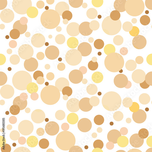 Gold background. Yellow and gold circles on white background.  colorful round confetti splash isolated on white background. Circles confetti fall from top to bottom. Postcard design. photo