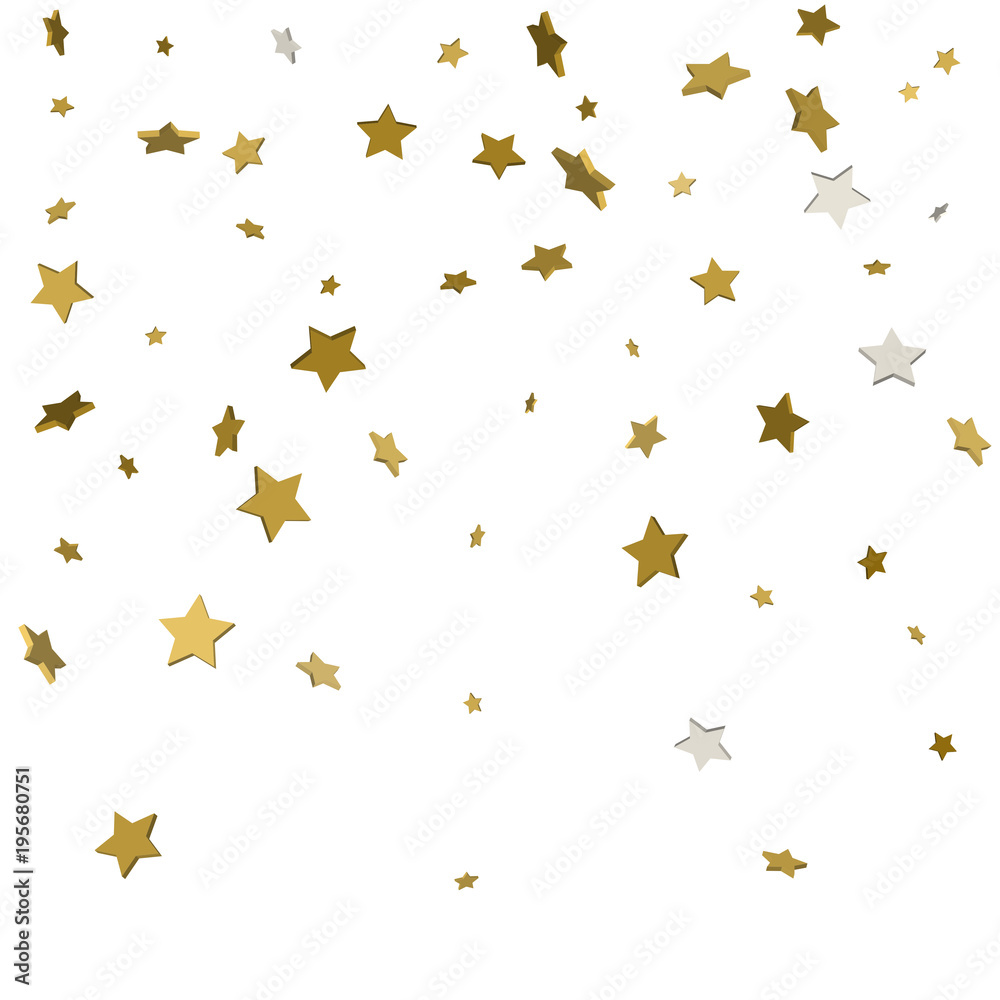 3d gold stars isolated on white background