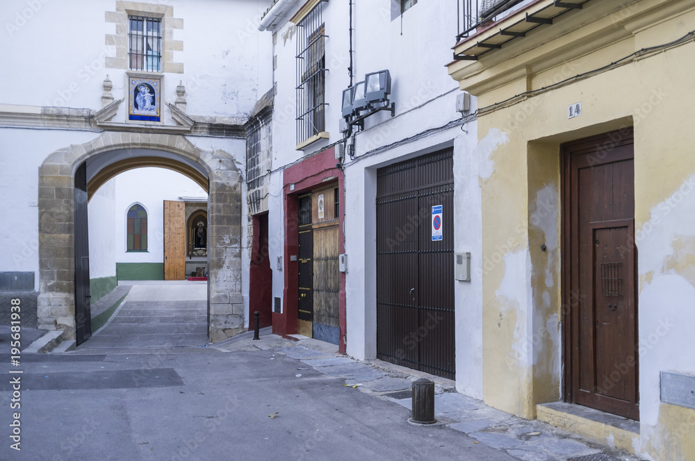 Ancient street city view,historic center,Jerez,AndaluciaSpain.