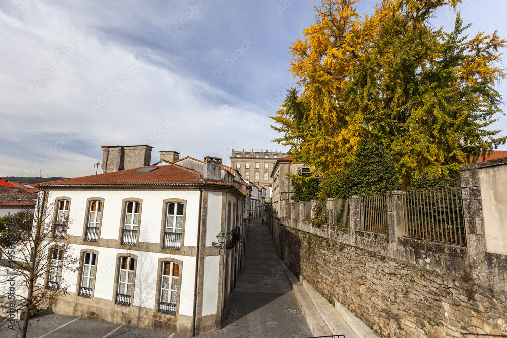 Street view, historic center of Santiago de Compostela,Spain.