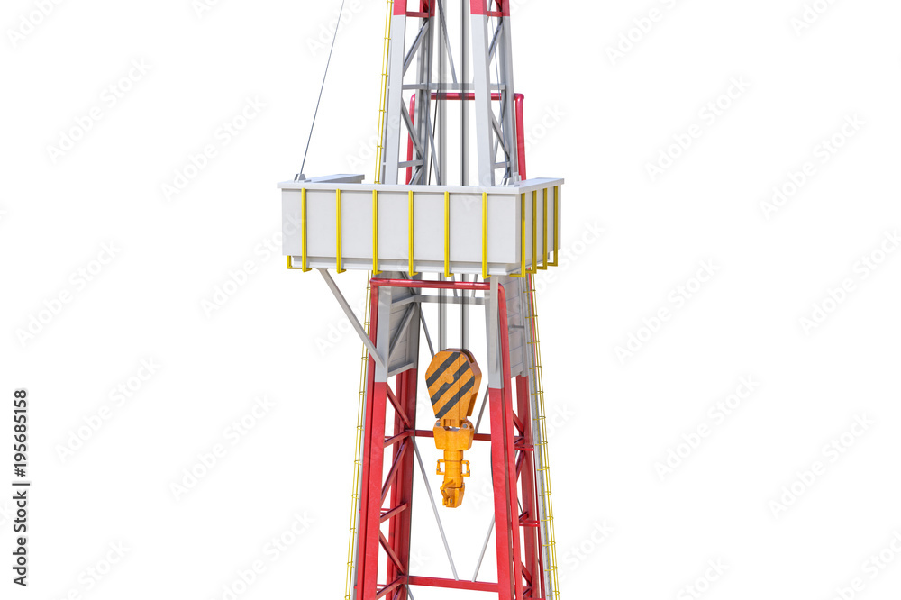 Rig platform machine equipment derrick, close view. 3D rendering Rig platform machine equipment derrick, close view. 3D rendering