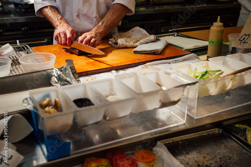 Cooking food in a fine dining restaurant