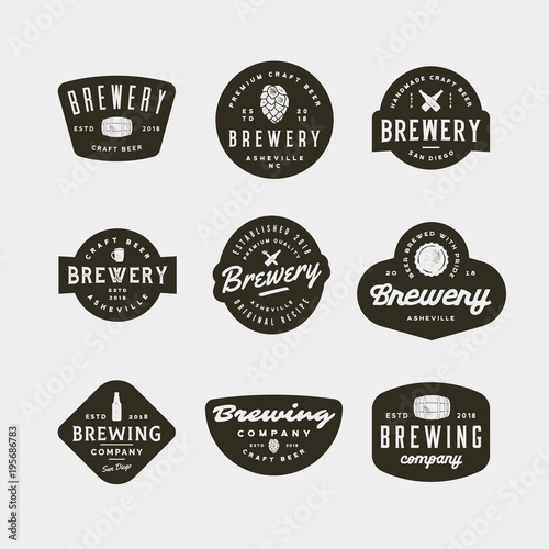 set of vintage brewery logos. vector illustration