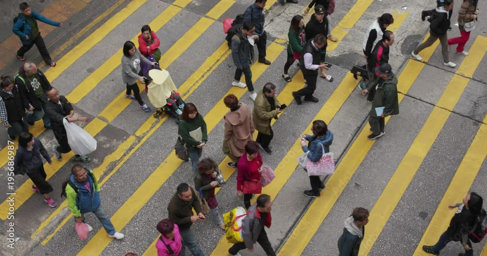  Top view of people walking in Hong Kong
