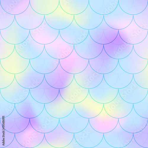 Pink blue mermaid scale vector background. Pastel color iridescent background. Fish scale pattern.