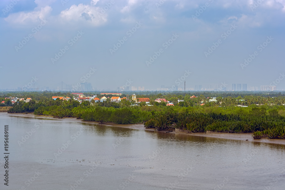 Fototapeta premium Long Tau river banks at low tide.