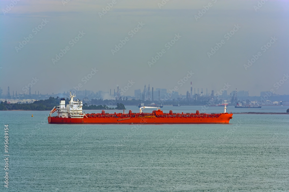Chemical/oil products tanker in Singapore Strait. Chemical/oil products tanker in Singapore Strait.