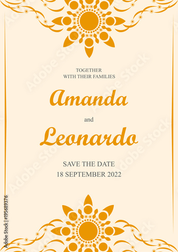 Vintage wedding invitation with mandala