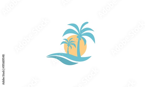 Palm beach logo, summer beach logo vector illustration Template Design