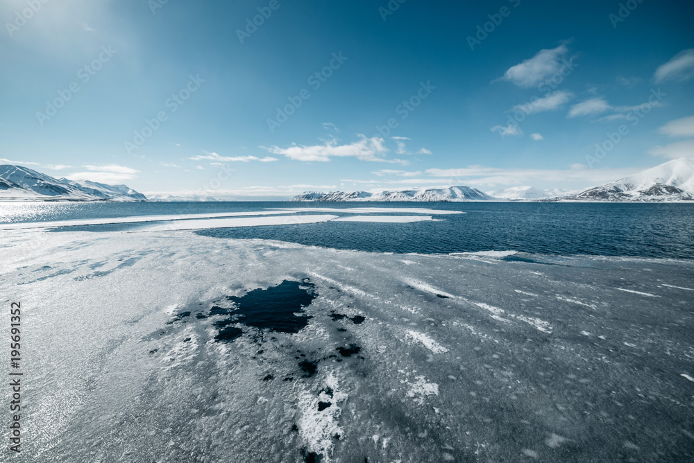 Melting Ice Shelf In An Arctic Fjord Stock Photo 