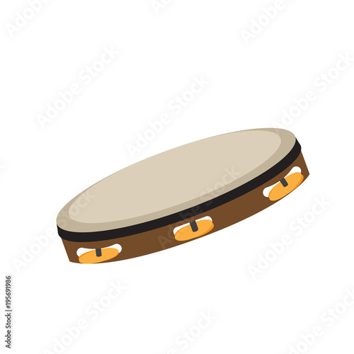 Isolated tambourine icon. Musical instrument
