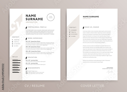 Stylish CV design - curriculum vitae cover letter template - rose brown color - vector template photo