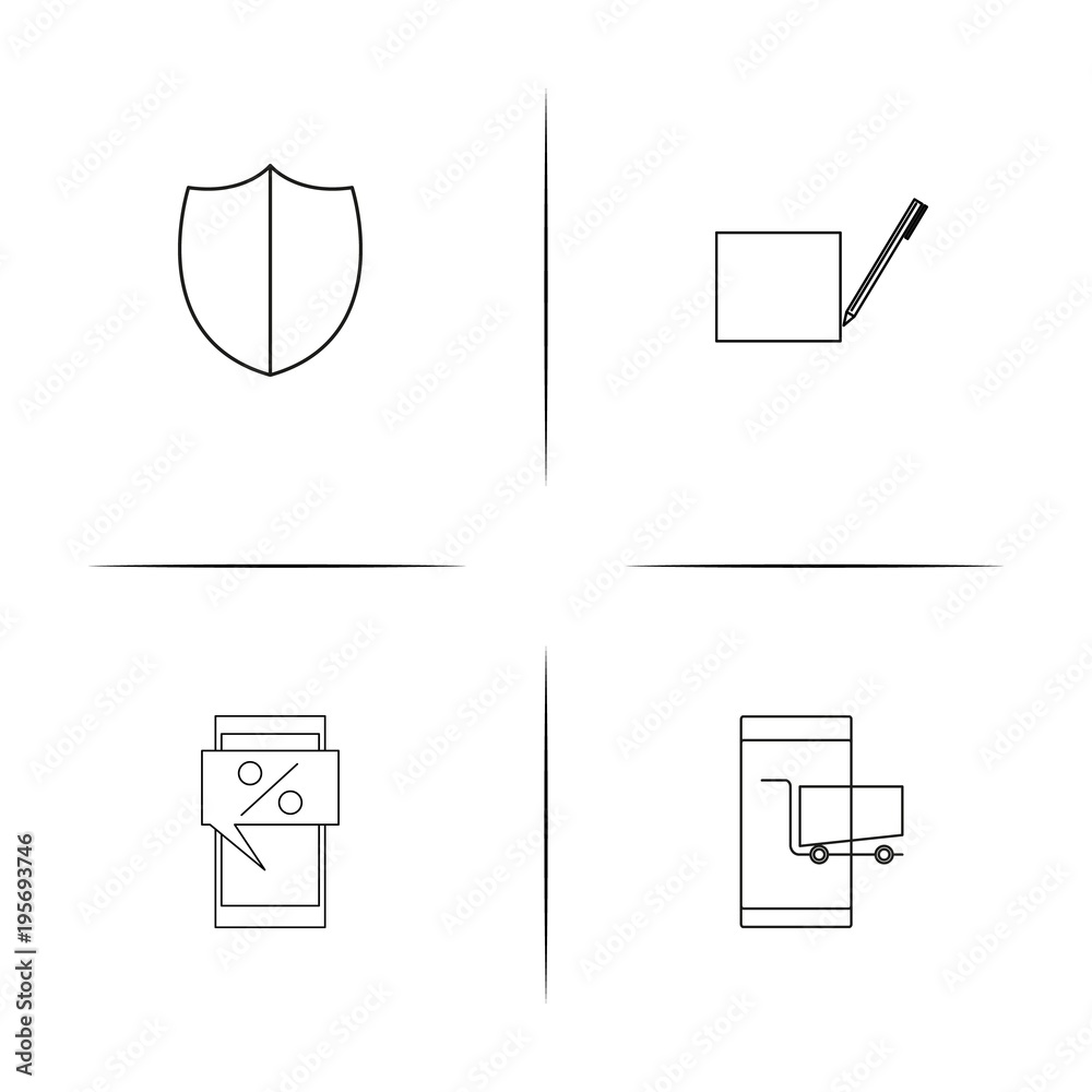 Interface simple linear icon set.Simple outline icons Interface simple linear icon set.Simple outline icons