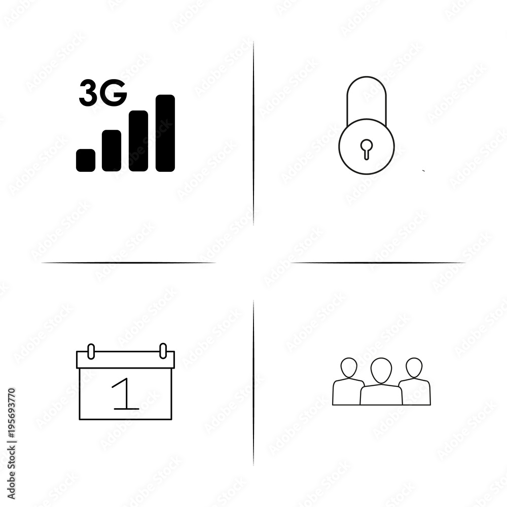 Interface simple linear icon set.Simple outline icons Interface simple linear icon set.Simple outline icons
