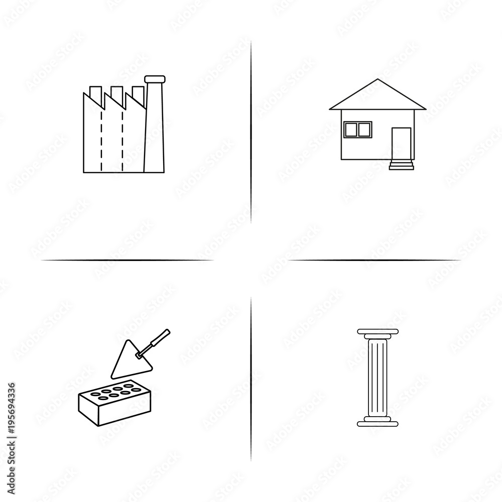 Buildings And Constructions simple linear icon set.Simple outline icons Buildings And Constructions simple linear icon set.Simple outline icons