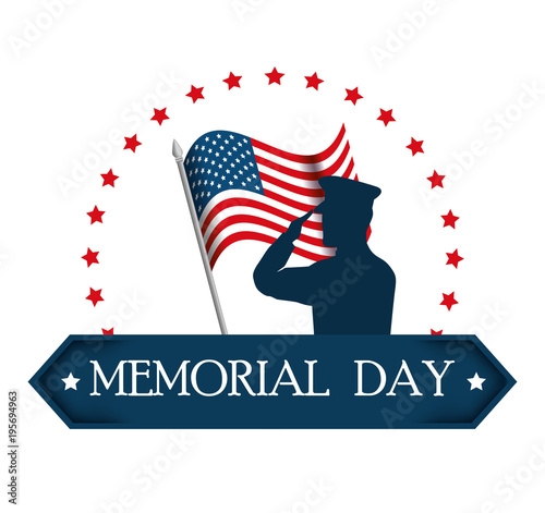 happy memorial day card with soldier silhuette