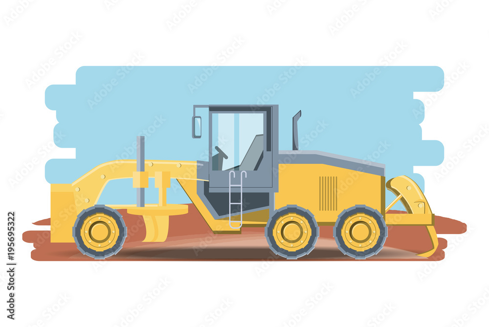 Construction forklift truck icon over whtie background, colorful design vector illustration
