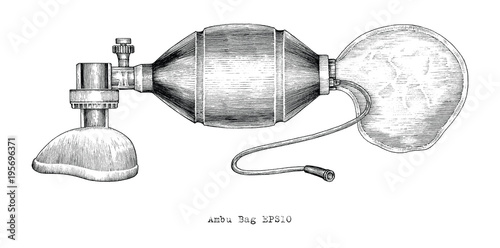 Ambu Bag hand drawing vintage engraving style