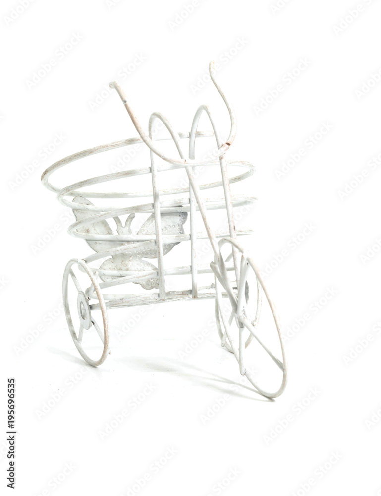 Single of little white bike for decorative on white background
