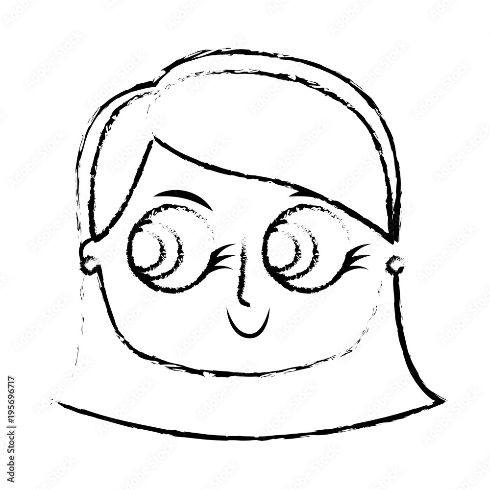 Fototapeta premium beautiful young teenager happy face girl smiling vector illustration sketch image