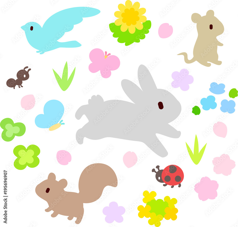 春の花と動物 春の花と動物