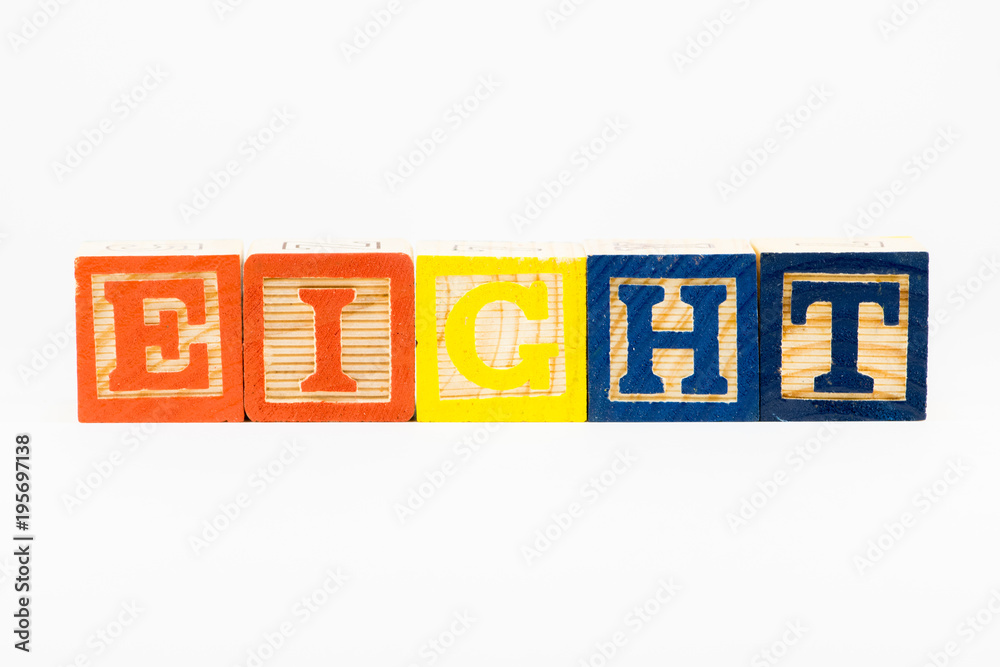 Eight in Alphabet Block Letters Eight in Alphabet Block Letters