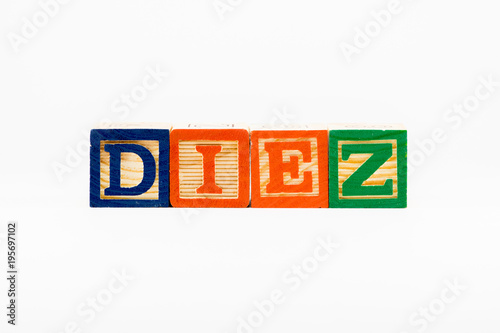 Diez in Alphabet Block Letters