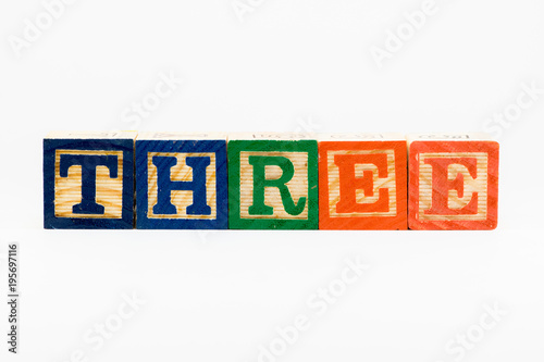 Three in Alphabet Block Letters