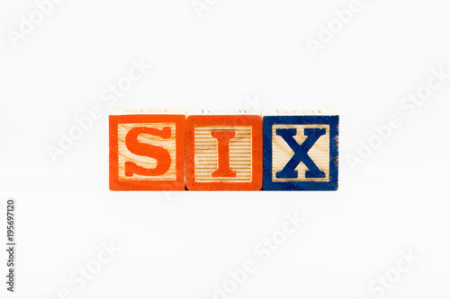 Six in Alphabet Block Letters