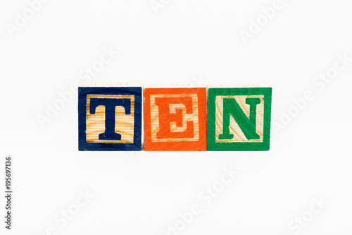 Ten in Alphabet Block Letters