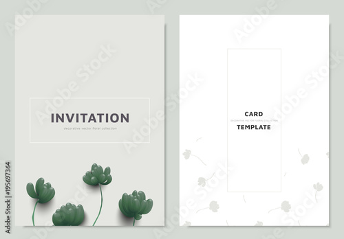 Invitation card template design, green Sedum Rubrotinctum or jelly bean plant