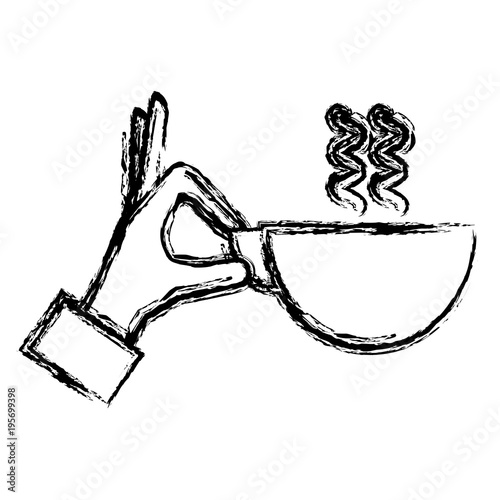 hand with coffee cup isolated icon