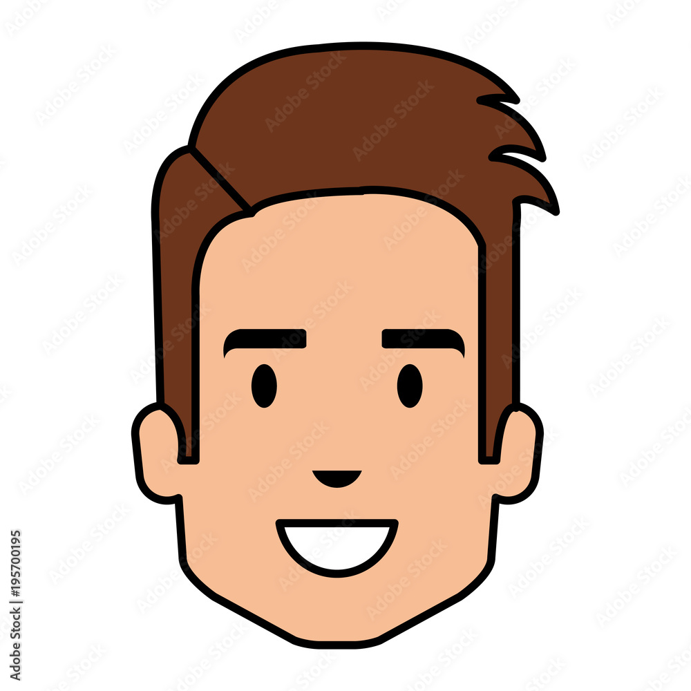 young man head avatar character vector illustration design