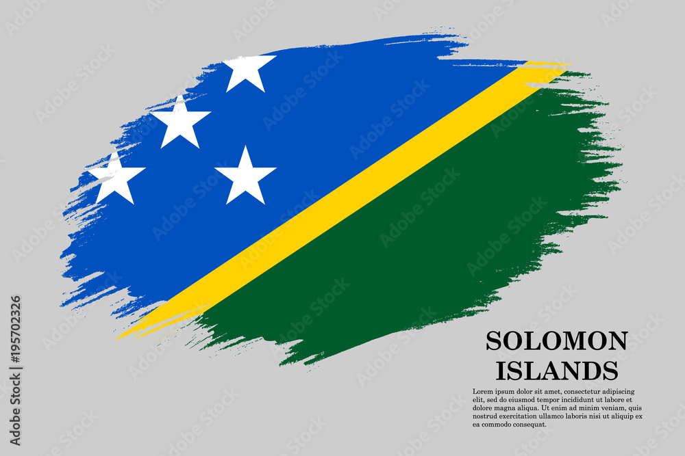 Solomon Islands Grunge styled flag. Brush stroke background