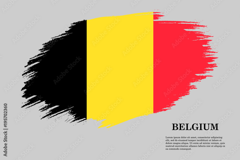 Fototapeta premium belgium Grunge styled flag. Brush stroke background