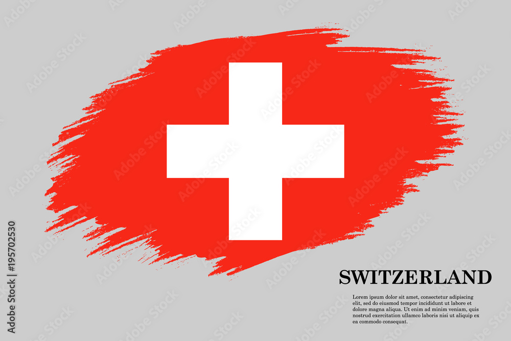 switzerland Grunge styled flag. Brush stroke background