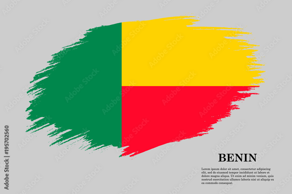 Obraz premium Benin Grunge styled flag. Brush stroke background