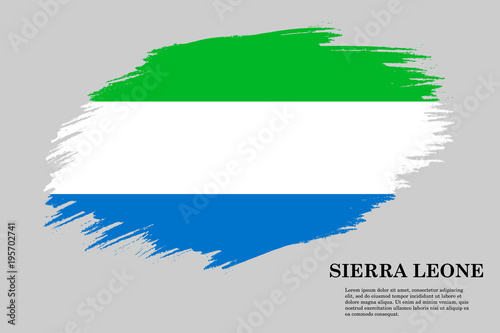 Sierra Leone Grunge styled flag. Brush stroke background