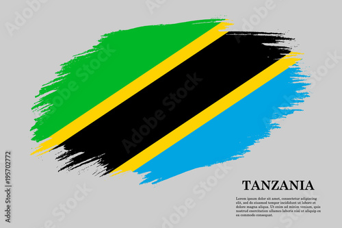 Tanzania Grunge styled flag. Brush stroke background
