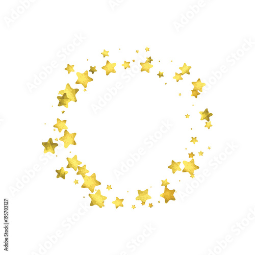 Star confetti. Gold random confetti background