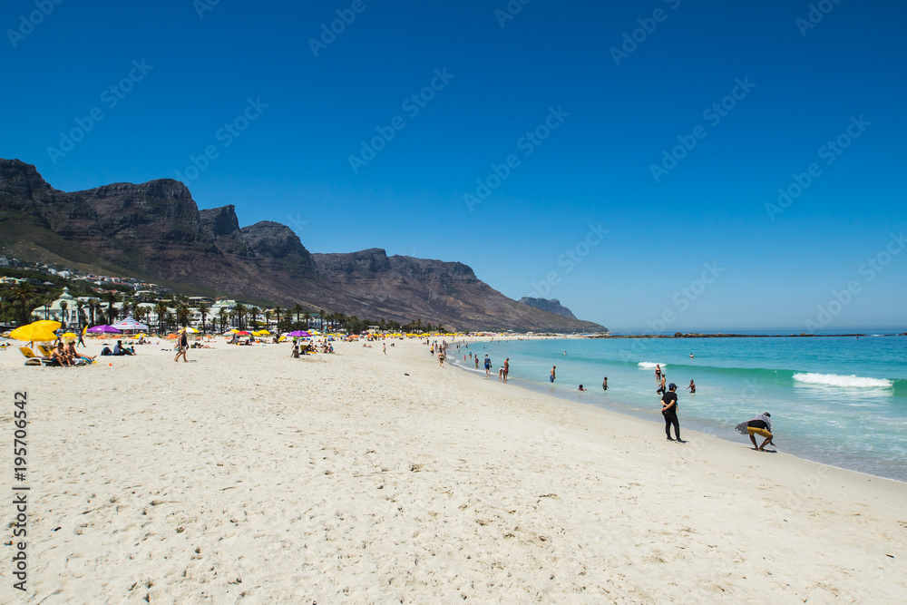 Camp Bay Beach View in Blue Sky Day, Cape Town, South Africa