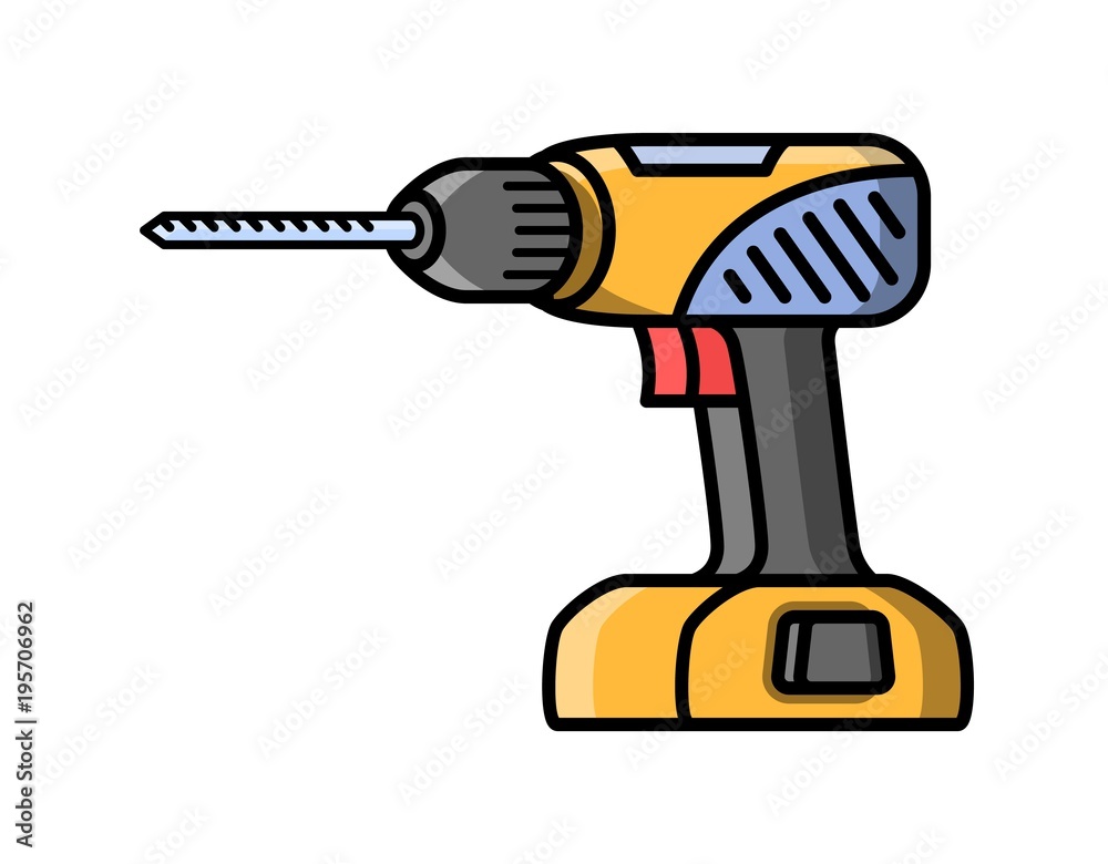 Screwdriver construction electric tool. Flat style icon of screwdriver. Vector illustration. Screwdriver construction electric tool. Flat style icon of screwdriver. Vector illustration.