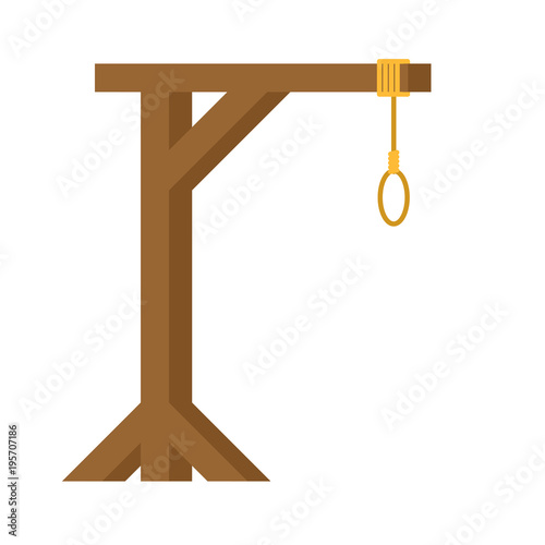Фотография Gallows are isolated. Wooden post and loop.