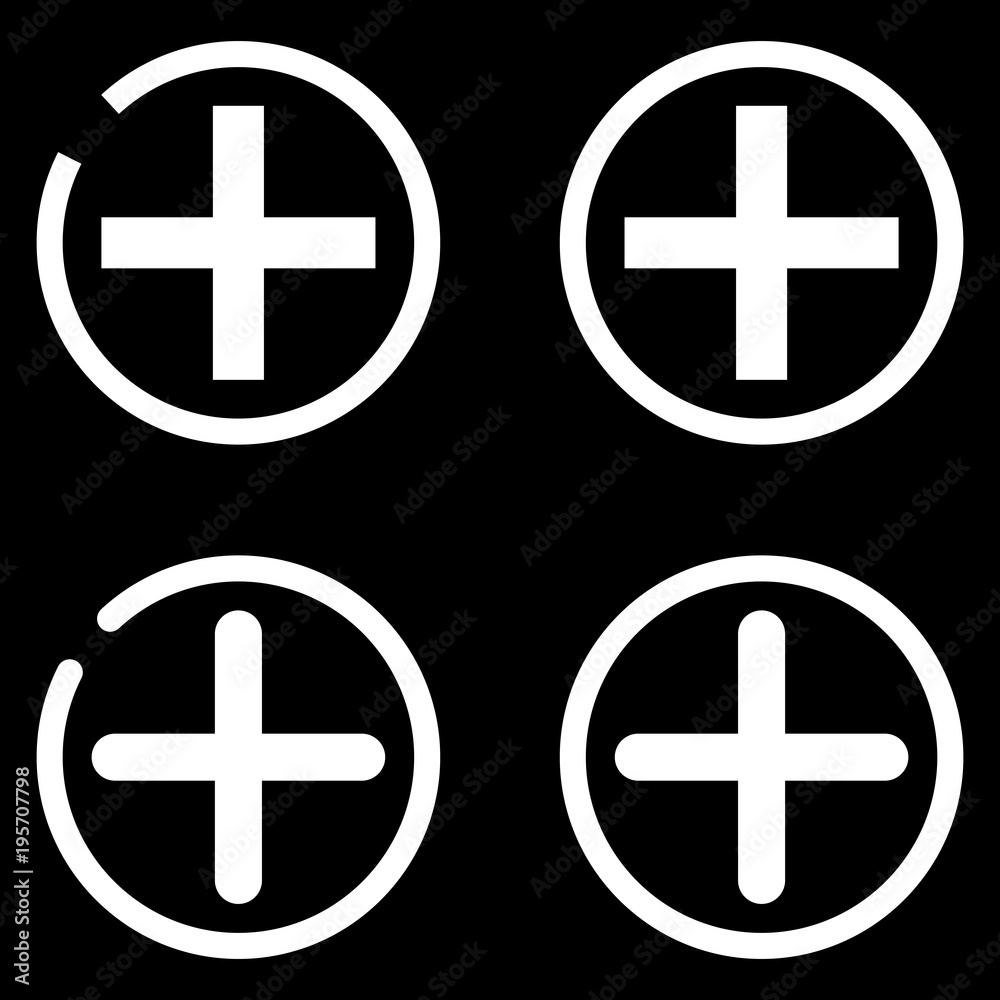 Plus icon. Add icon.Black and white plus button vector icon. Plus icon. Add icon.Black and white plus button vector icon.