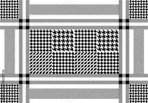 Traditional Arabic cotton scarf with hounds tooth motifs. 