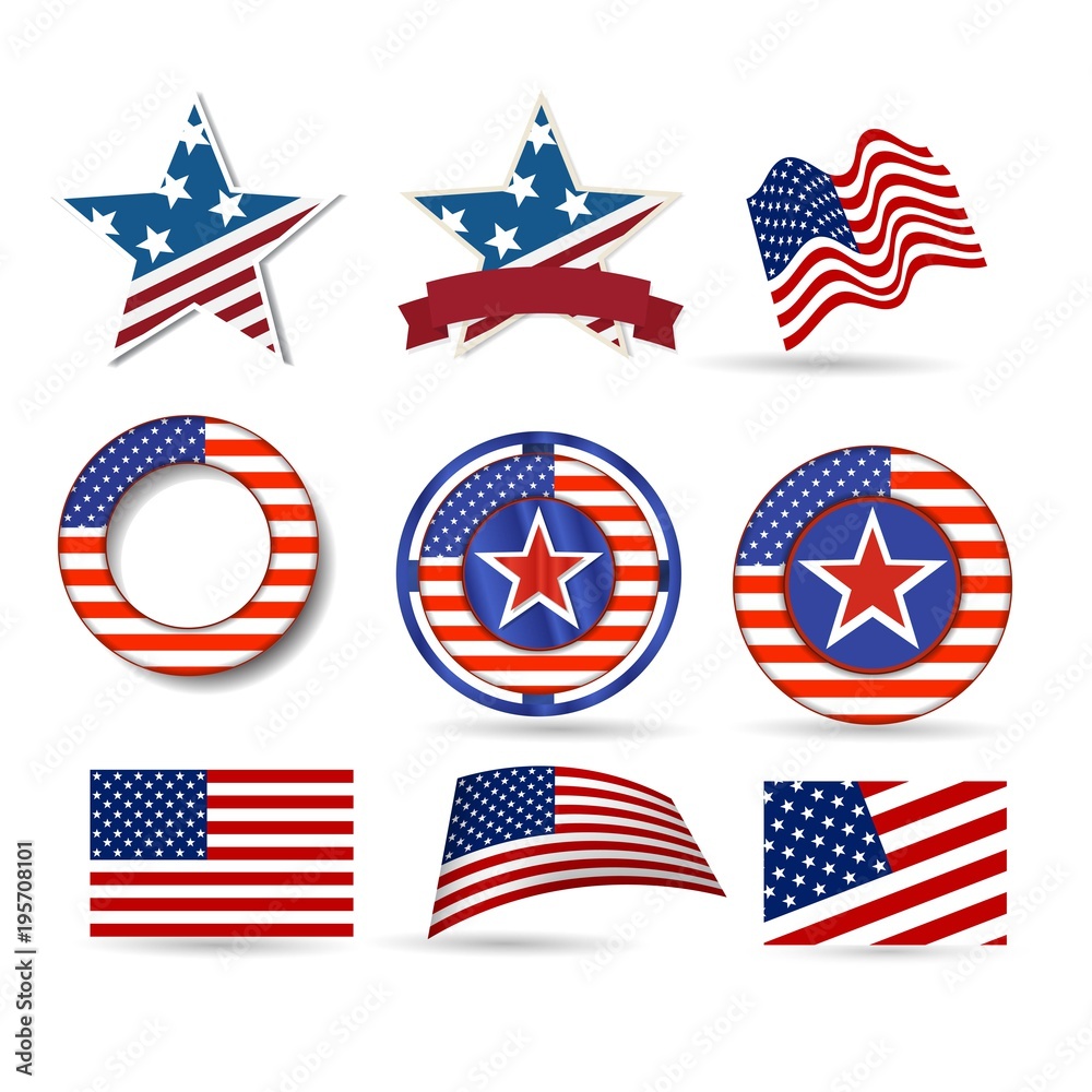 United States of America Independence Day icon set. United States of America Independence Day icon set.