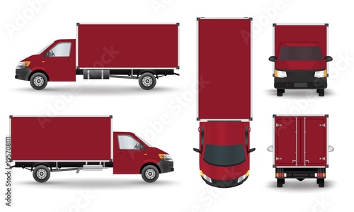 Red Small truck. Silhouette.
